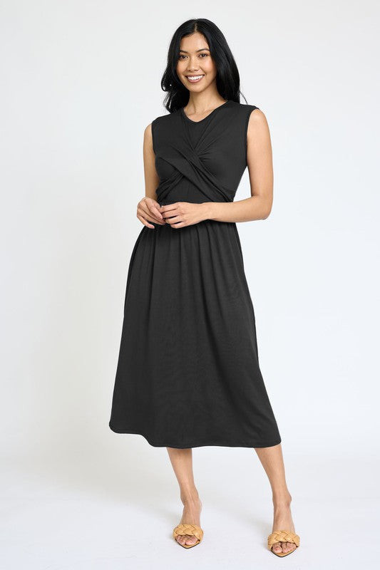 Always24 Sleeveless Cross-Over Bodice Midi Dress - Always24