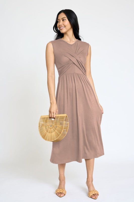 Always24 Sleeveless Cross-Over Bodice Midi Dress - Always24