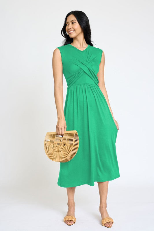 Always24 Sleeveless Cross-Over Bodice Midi Dress - Always24