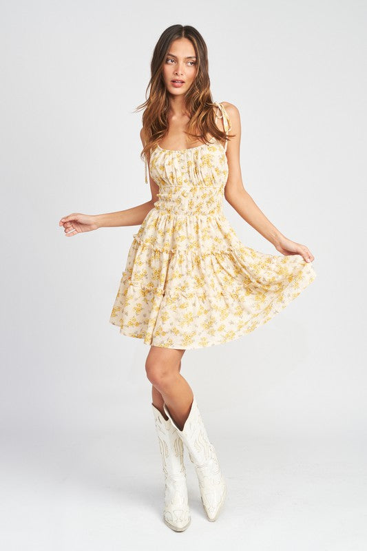 SPAGHETTI STRAP MINI DRESS WITH SMOCKED WAIST - Always24