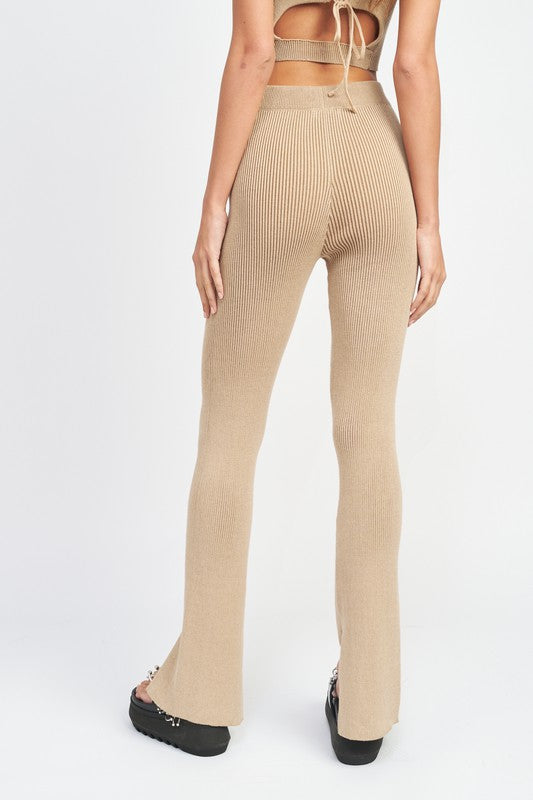 HIGH RISE SLIT PANTS - Always24