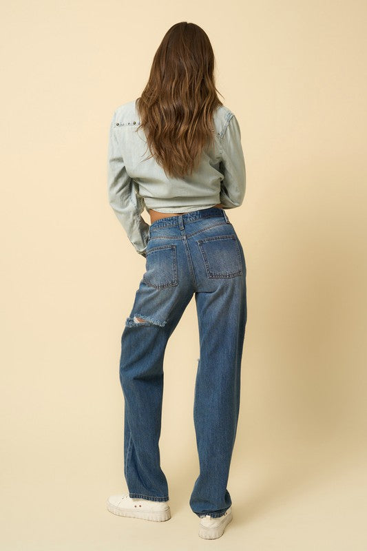 HIGH RISE STRAIGHT JEANS - Always24