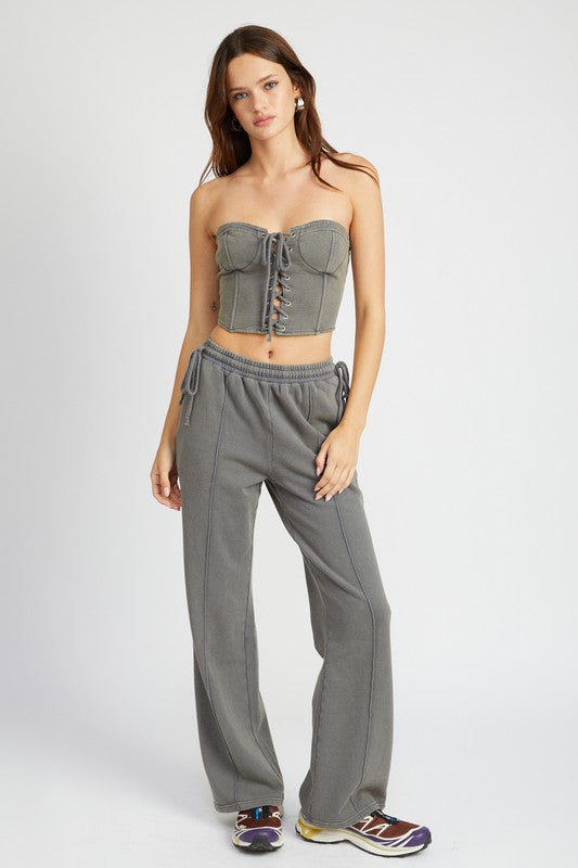 FRENCH TERRY STRAPLESS BUSTIER TOP - Always24