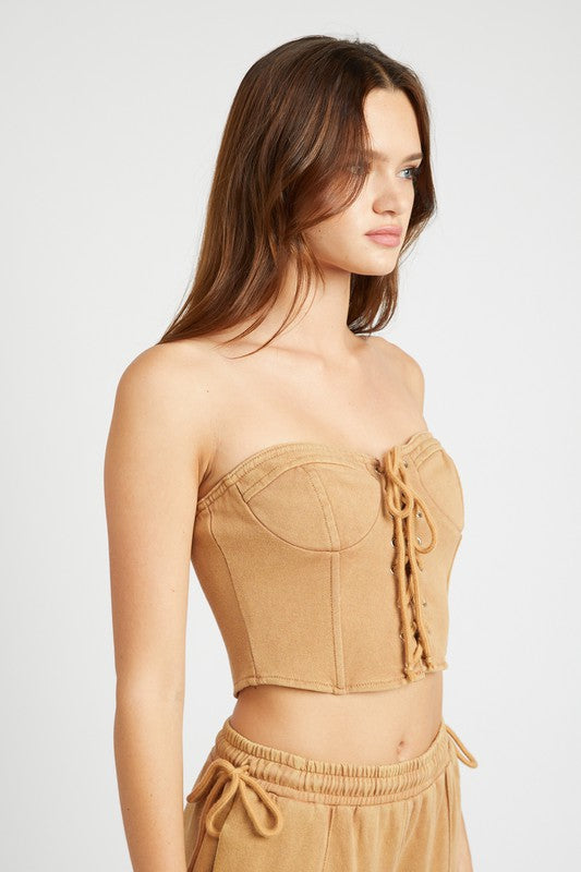 FRENCH TERRY STRAPLESS BUSTIER TOP - Always24