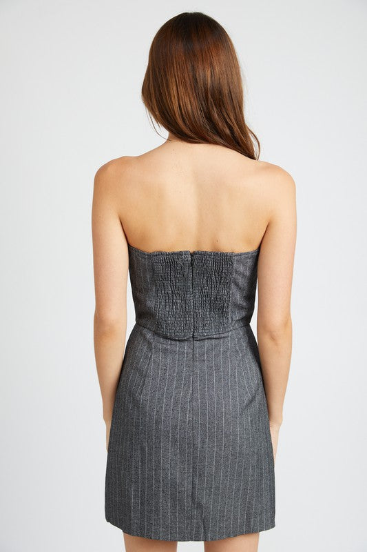 PINSTRIPE TUBE MINI DRESS - Always24