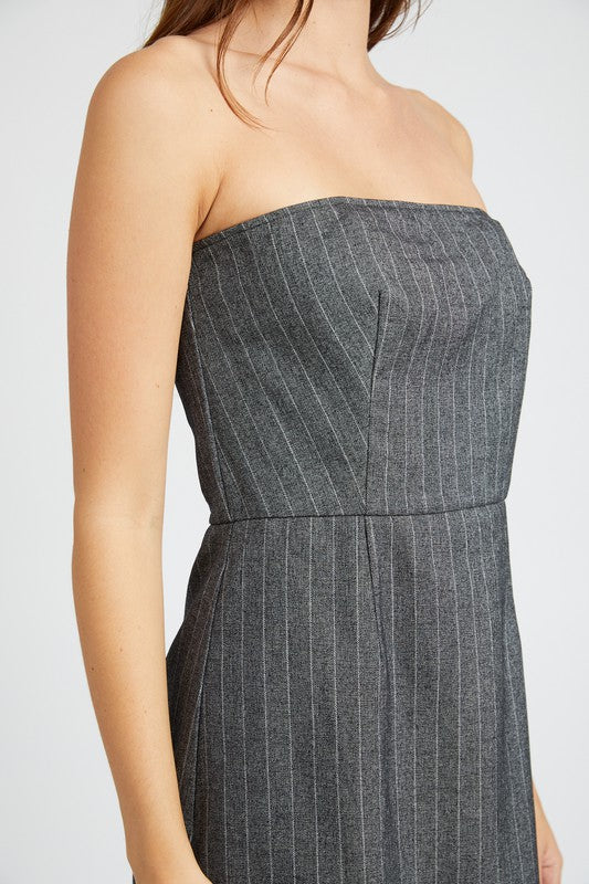 PINSTRIPE TUBE MINI DRESS - Always24