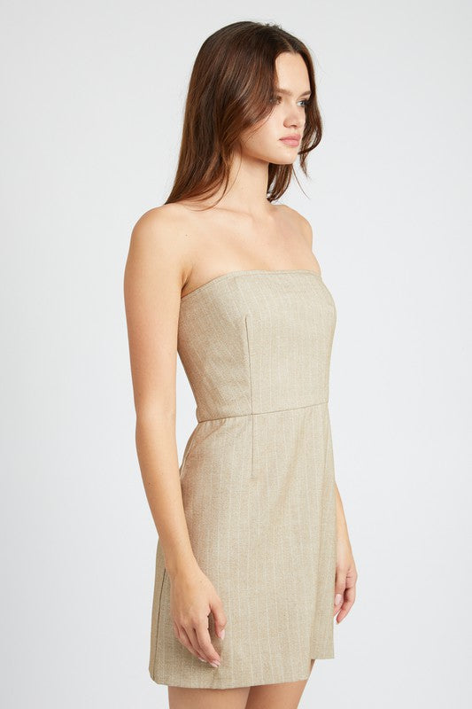 PINSTRIPE TUBE MINI DRESS - Always24