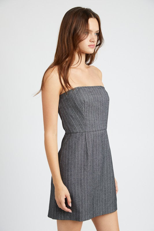 PINSTRIPE TUBE MINI DRESS - Always24