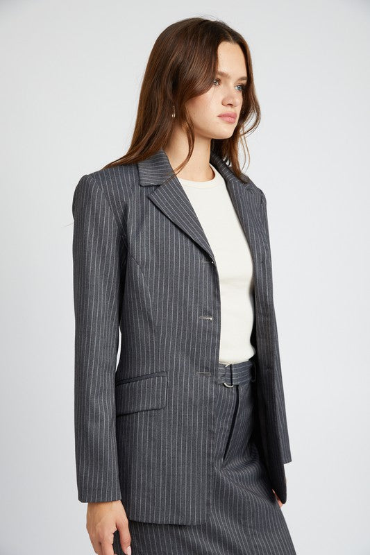 PIN STRIPED BLAZER JACKET - Always24