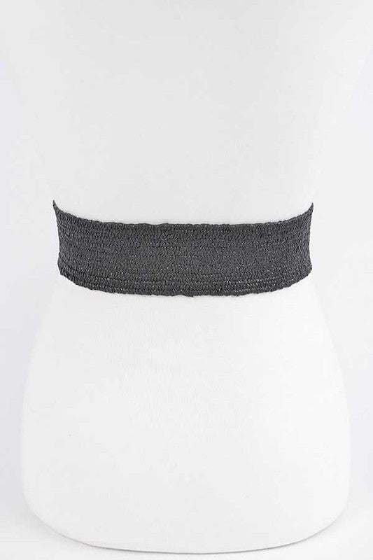 Double Buckle Faux Straw Elastic Belt - Always24