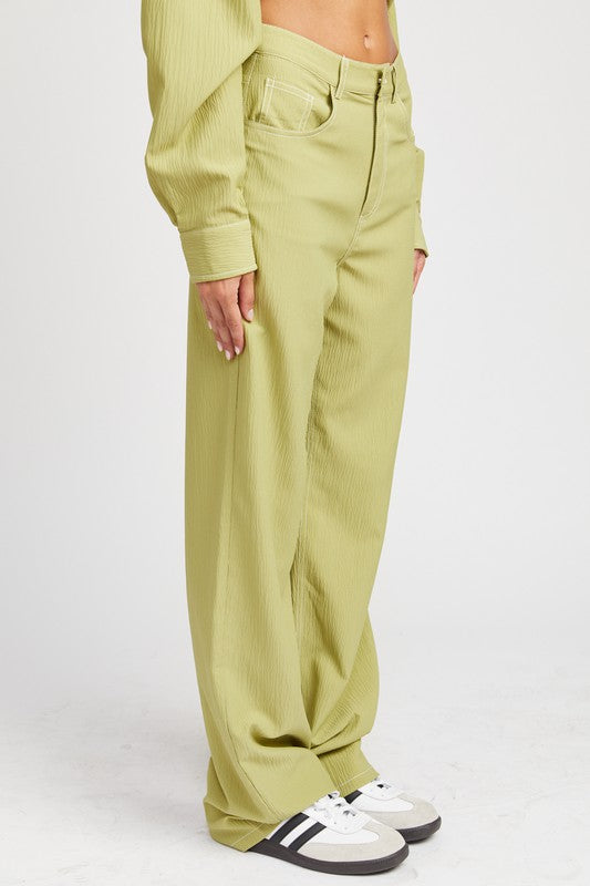 Always24 CONTRAST STITCHING STRAIGHT LEG PANTS - Always24