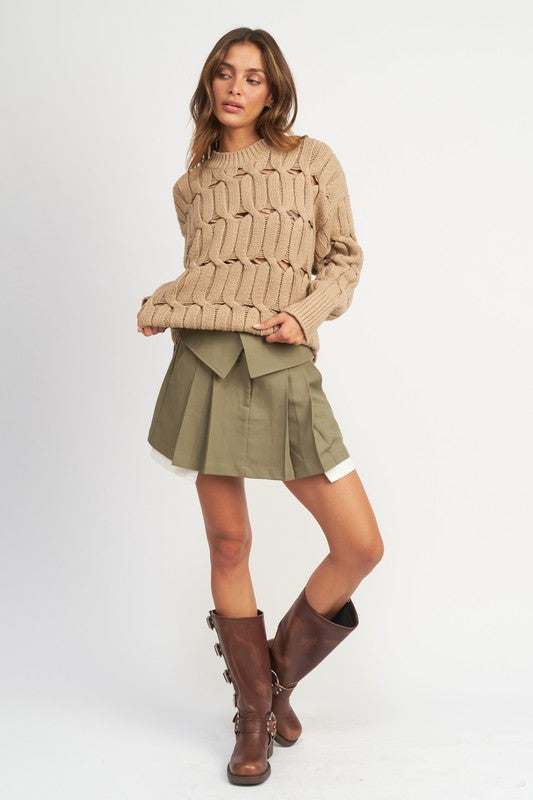 OPEN KNIT SWEATER WITH SLITS - Always24