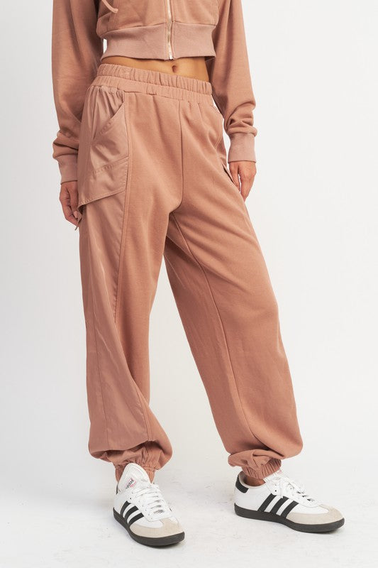 CONTRASTED CARGO JOGGER PANTS - Always24