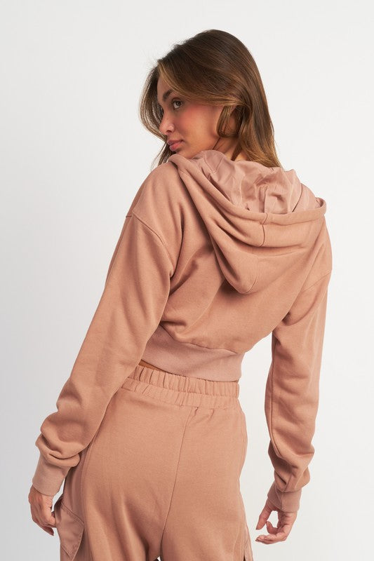 CONTRASTED ZIP UP HOODIE - Always24