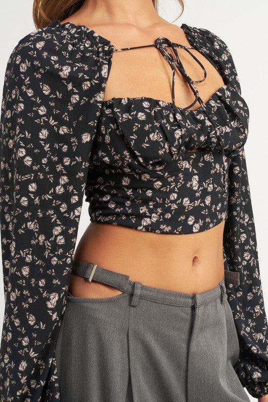 TIE FRONT FLORAL BLOUSE - Always24