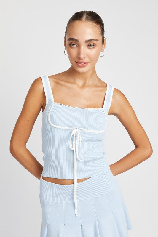 RIBBED TANK TOP WITH CONTRASTED SEAM - Always24