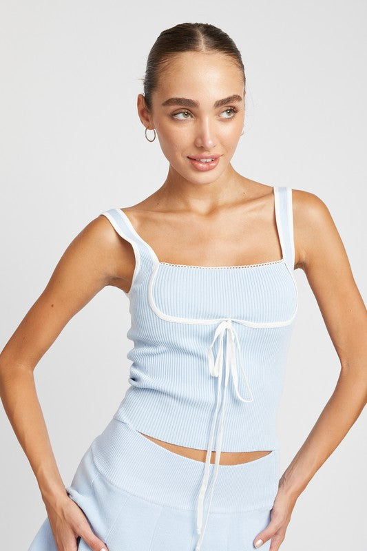 RIBBED TANK TOP WITH CONTRASTED SEAM - Always24