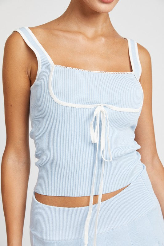 RIBBED TANK TOP WITH CONTRASTED SEAM - Always24