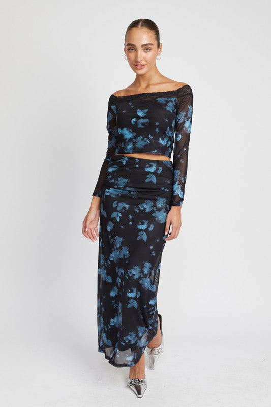 FLORAL SHEER MAXI SKIRT - Always24