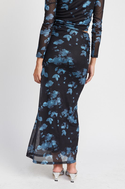 FLORAL SHEER MAXI SKIRT - Always24