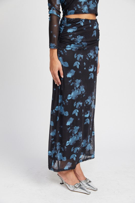 FLORAL SHEER MAXI SKIRT - Always24