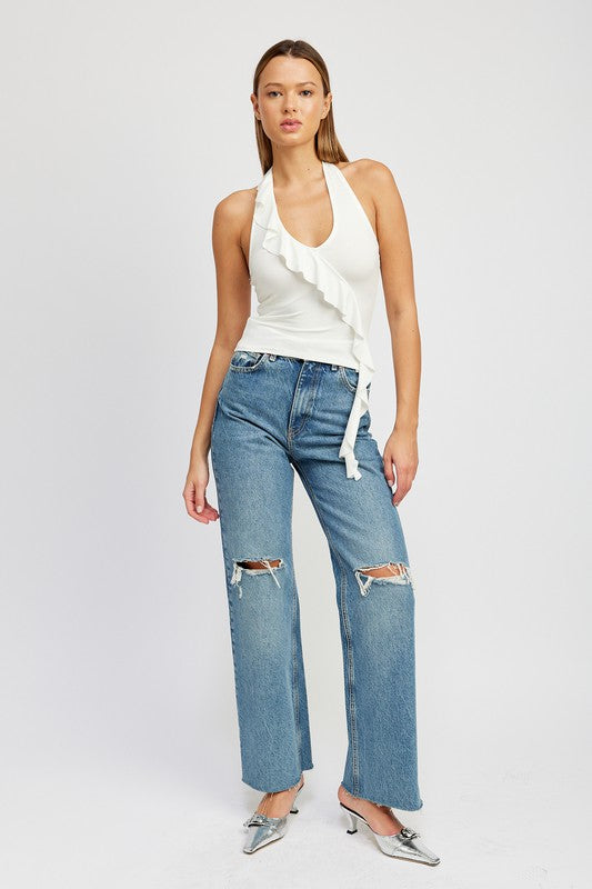 Always24 RUFFLED HALTER TOP - Always24