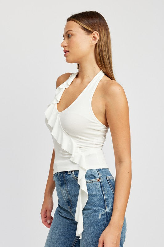 Always24 RUFFLED HALTER TOP - Always24