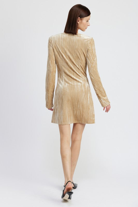 Always24 LONG SLEEVE MINI SUEDE DRESS - Always24