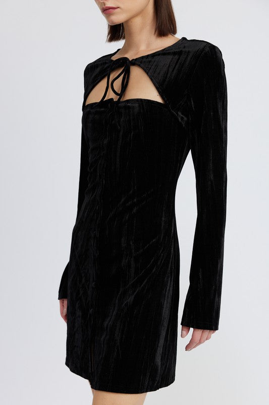 Always24 LONG SLEEVE MINI SUEDE DRESS - Always24