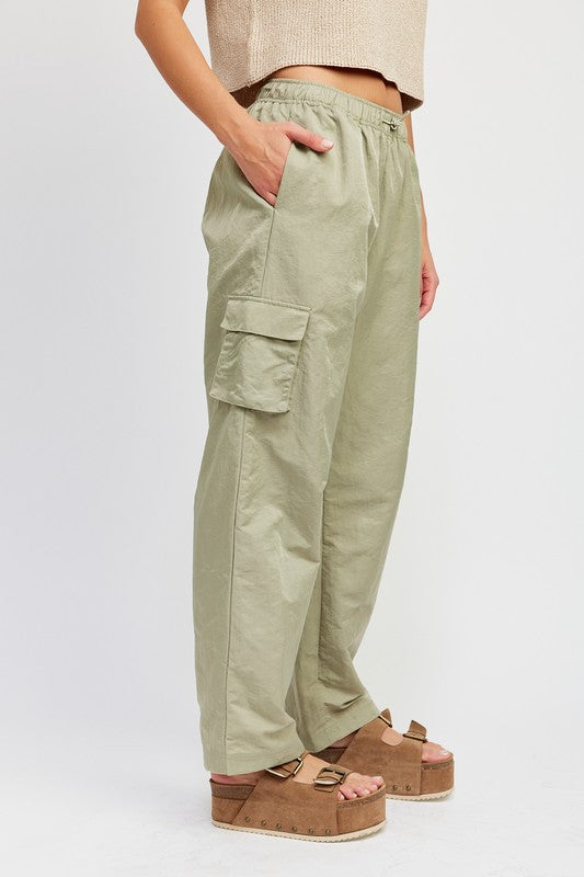 STRAIGHT LEG PANTS WITH ELASTIC WAIST BAND - Always24