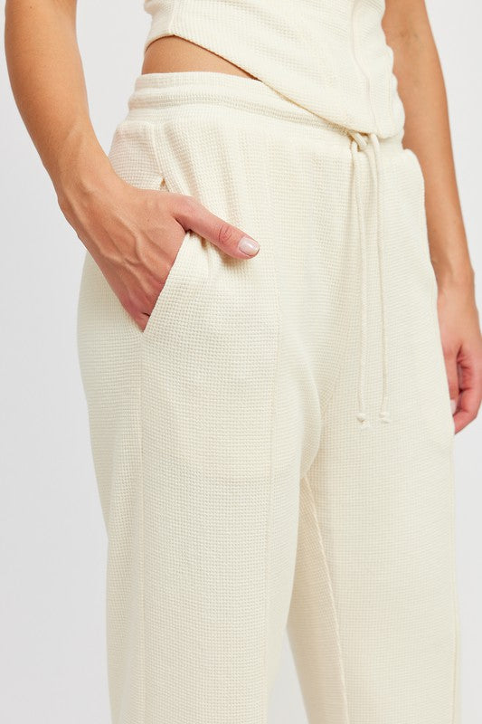 HIGH WAIST PANTS WITH DRAWSTRINGS - Always24