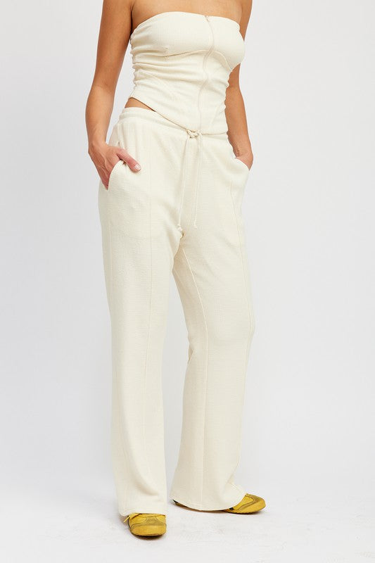 HIGH WAIST PANTS WITH DRAWSTRINGS - Always24