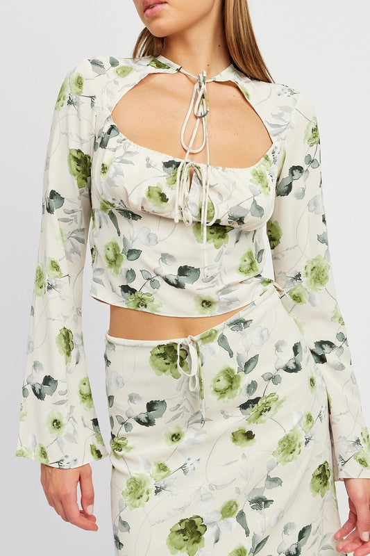 FLORAL BLOUSE WITH NECK TIE - Always24