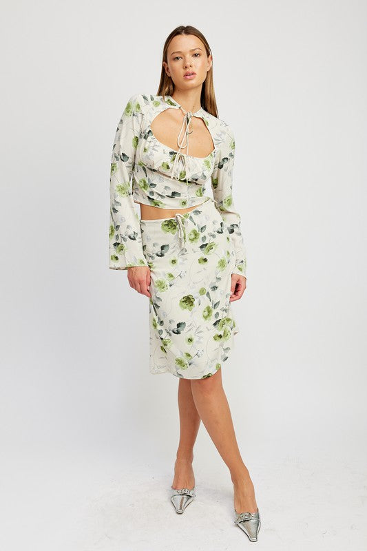 FLORAL BLOUSE WITH NECK TIE - Always24