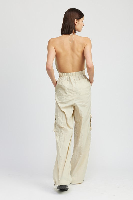 SPAGHETTI STRAP CARGO JUMPSUIT - Always24