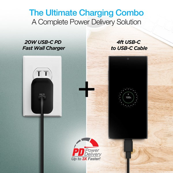 Naztech 20W PD Wall Charger w/ USB 4ft Cable - Always24