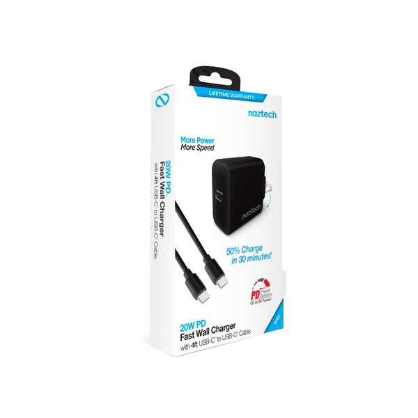 Naztech 20W PD Wall Charger w/ USB 4ft Cable - Always24