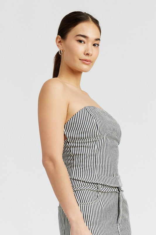 Always24 STRIPED TWILL TUBE TOP - Always24