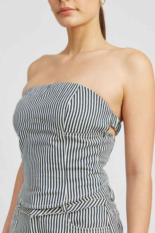 Always24 STRIPED TWILL TUBE TOP - Always24