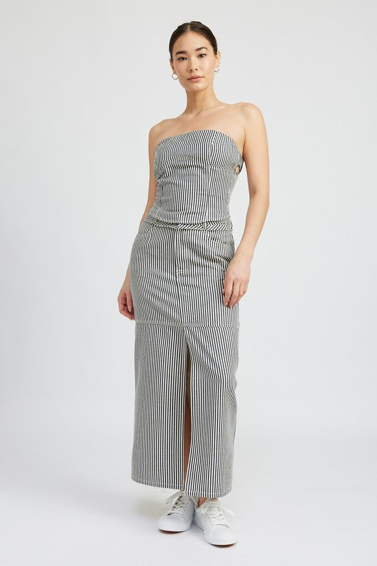 Always24 STRIPED TWILL TUBE TOP - Always24