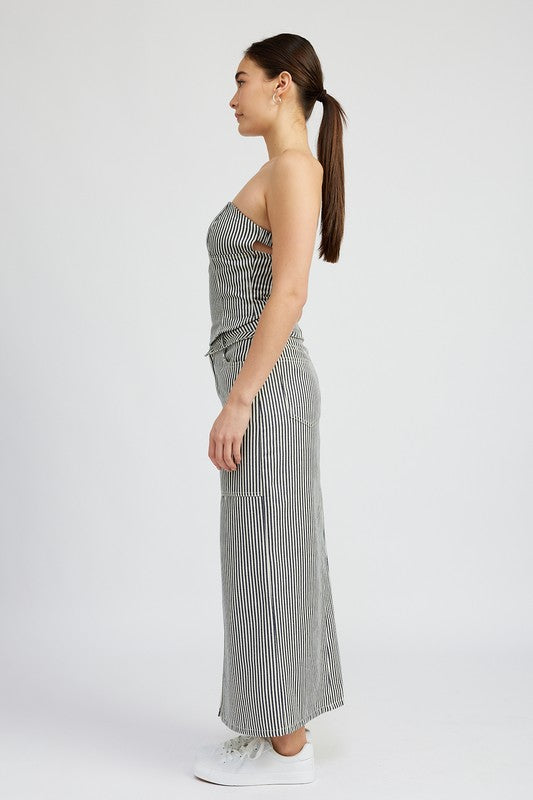 Always24 STRIPED TWILL TUBE TOP - Always24