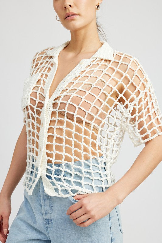 Always24 BOLD CROCHET SHIRT TOP - Always24