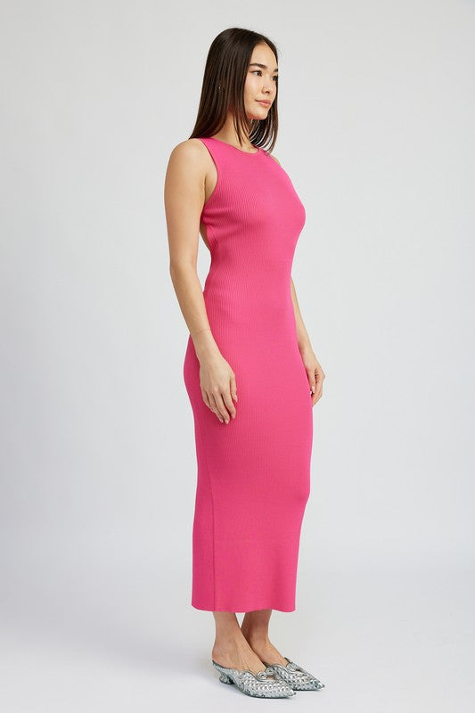 OPEN BACK MAXI KNIT DRESS - Always24