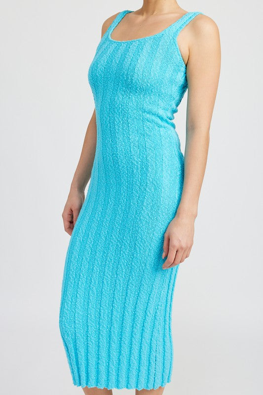 SCOOP NECK RIBBED MIDI DRESS - Always24