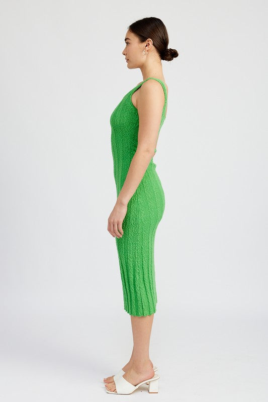 SCOOP NECK RIBBED MIDI DRESS - Always24
