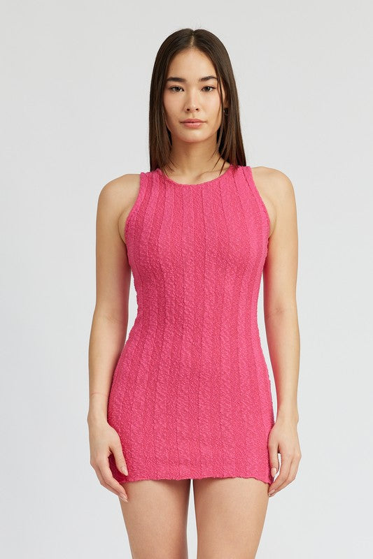 Always24 ROUND NECK FITTED MINI DRESS - Always24