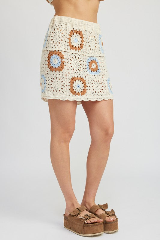 HIGH WAIST CROCHET MINI SKIRT - Always24