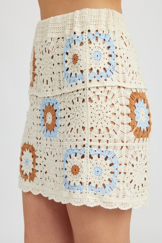 HIGH WAIST CROCHET MINI SKIRT - Always24
