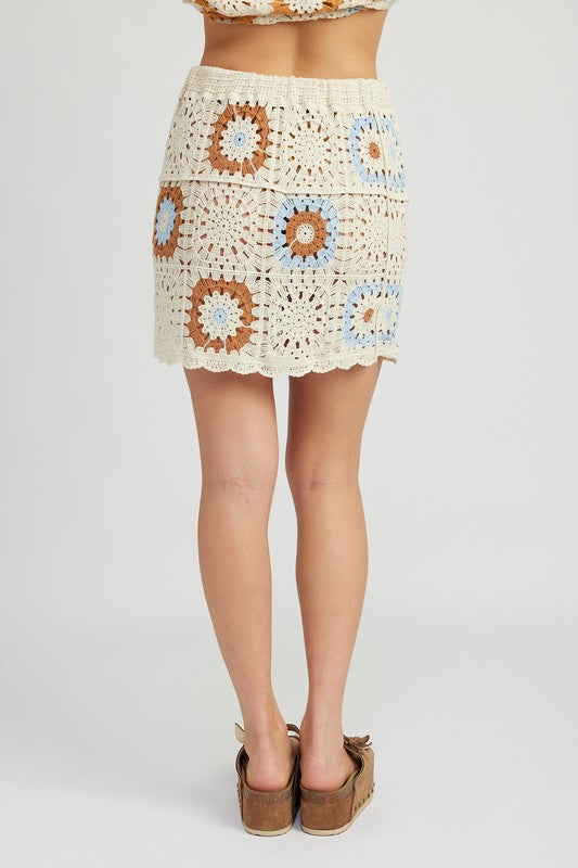 HIGH WAIST CROCHET MINI SKIRT - Always24