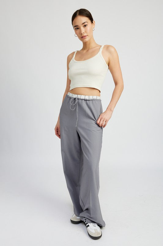 Always24 DOUBLE WAIST STREUIGHT LEG PANTS - Always24